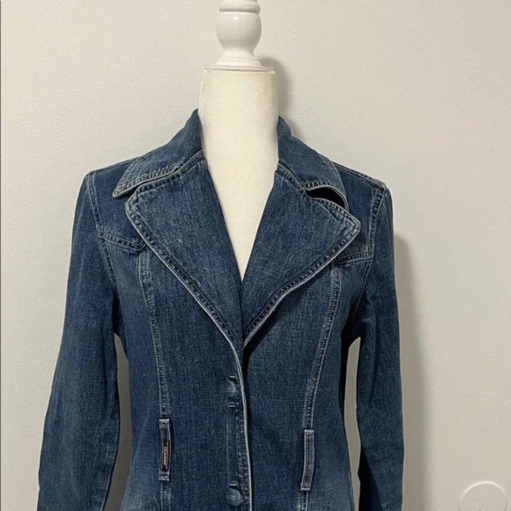 Guess Blue Denim Long Jean Jacket